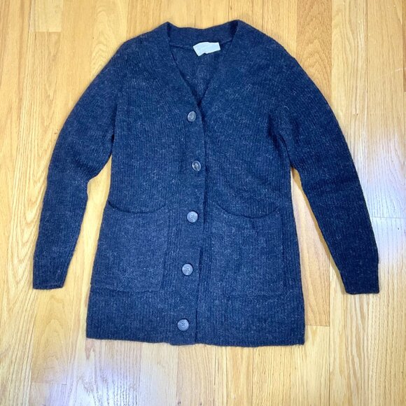 Everlane Sweater Cardigan Alpaca Wool Long Gray Patch Pockets (XS) - Picture 4 of 7